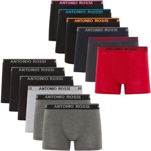 ANTONIO ROSSI 12er-Pack Boxershorts Herren Baumwolle, Stretch-Bund
