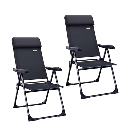 Casaria Gartenstühle 2er Set Klappbar 7-Fach Verstellbar Alu mit hoher Rückenlehne Liegefunktion Faltbar Balkon Campingstuhl Klappstuhl Hochlehner