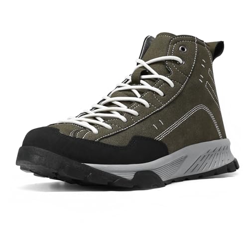 YOUTHUP Herren Trekking Wanderschuhe Rutschfest Hiking Boots Casual Outdoor Sicherheitsschuhe High Top, Grün, 45
