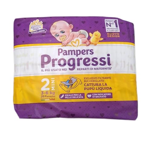 Pampers Progressi Mini + 500 Extra-Kuschelstreifen, Größe 2 (3 – 6 kg), 112 Windeln (Vorratgröße)
