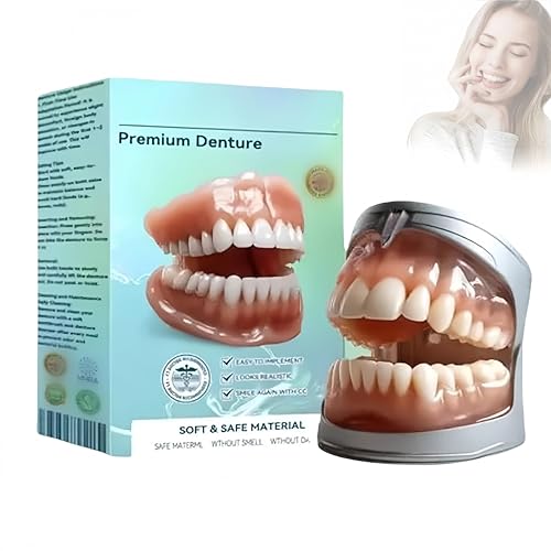 Vollprothesen-Set, individuell angepasstes Vollprothesen-Set, flexibel Formbare Prothesen für Damen und Herren, weich und komfortabel, natürlich aussehende Zähne (1STÜCK)