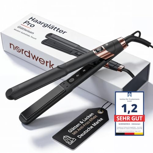 NORDWERK® 2-in-1 Glätteisen SafeGlide Touch [gegen Frizz & Ziepen]