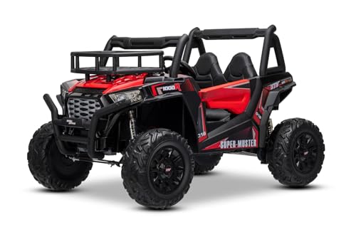 RIRICAR Elektroauto für Kinder Buggy UTV, Rot, Kinder elektroauto 2 sitzer mit 2,4 GHz Ferbedienung, 2 x 200 W Motor, Lithium-Akku, Eva-Räder, gepolsterter Sitz, USB, SD-Karte