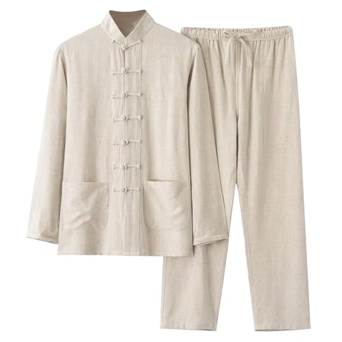 Tai Chi Uniform aus Baumwollleinen, Kung-Fu-Anzug, chinesische Traditionelle Kleidung, Tang-Anzug, Herren, Kampfkunst-Jacke, atmungsaktiv, langärmelig, Mantel, Tops, Zen-Meditationsuniform