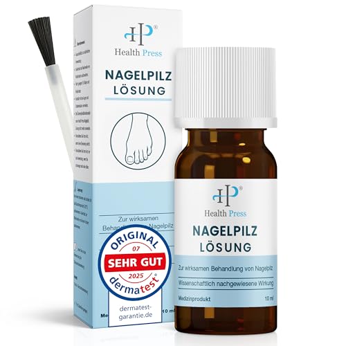Health Press Nagelpilz Lösung – Wissenschaftlich nachgewiesene Wirkung – 10ml Anti Nagelpilz Liquid – Effektiver Nagellack für Füße & Hände – Medizinprodukt zur wirksamen Behandlung