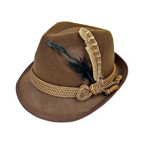 Filzhut Herren Hut Oktoberfest Accessoires,Damen Herren Unisex Hut Bayerischer Trachtenhut Kopfbedeckung Mütze Volksfest Oktoberfest Mottoparty Karneval Hippie Rock Coffee One Size