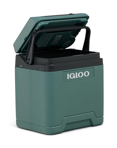 IGLOO IE27 elektrische Kühlbox, 12V und 230V, 27L - kompakter Mini-Kühlschrank für Auto, Camping, Urlaub, Boot, Festivals - leicht, tragbar, mit praktischem Kabelfach und Eco/Max Modus