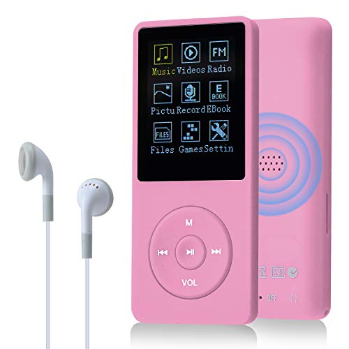 COVVY 8GB Tragbare MP3 Musik Player, Support bis zu 64GB SD Speicherkarte, Lossless Sound HiFi MP3 Player, Music/Video/Sprachaufnahme/FM Radio/E-Book Reader/Fotobetrachter(8G, Rosa)