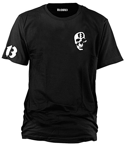 Wolkenbruch T-Shirt Totenkopf 13 Skull 13 (Schwarz, XXL)