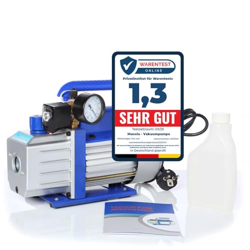 Mucola Vakuumpumpe Unterdruckpumpe für Klimaanlage 99 L/min 250 W 5 Pa Grau