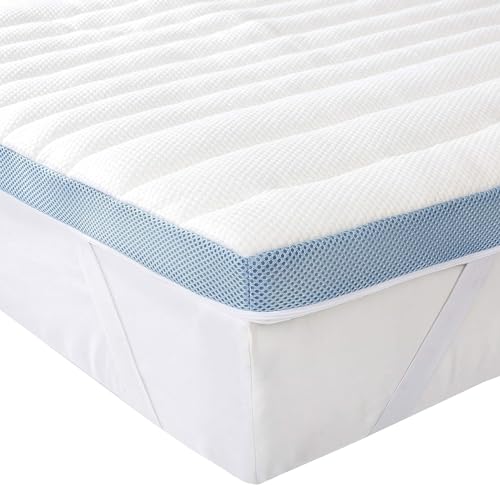 Amazon Basics Memoryschaum Matratzenauflage mit Bändern, 80 x 190 cm, 5 cm Höhe, weiß