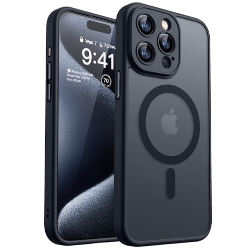CANSHN 2024 Neu für iPhone 15 Pro Hülle mit Kameraschutz für Magsafe (TOP Militärschutz & Magnetkraft) Extrem Haltbarkeit Hülle iPhone 15 Pro Case Stoßfest, Schwarz
