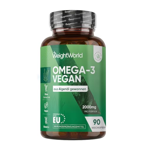 WeightWorld Omega 3 Vegan - 2000mg Omega 3 Algenöl - 90 Weichkapseln