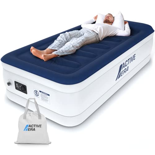 Active Era Luftmatratze 1 Person 99×188×36.5 cm, Selbstaufblasendes Luftbett mit Elektro-Pumpe, Aufblasbare Matratze in 1,5 Min, Flock-Oberfläche & Air-Coil Komfort, Gästebett für Camping & Zuhause