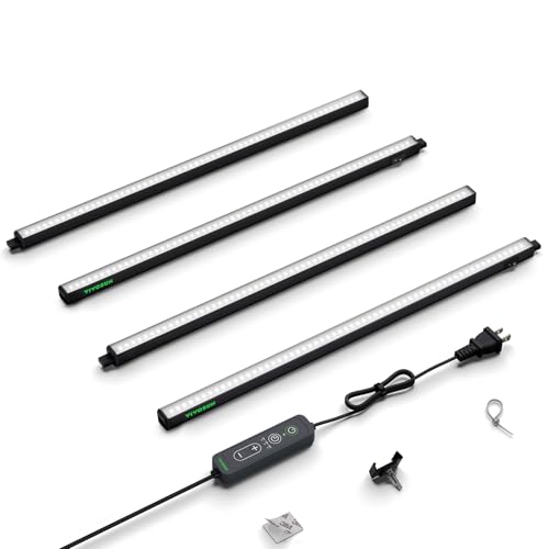VIVOSUN T5 Pflanzenlampe LED 60 cm, 5000K Vollspektrum Grow Light 60W (4 x 15W) mit Timer & Dimmer, Pflanzenlicht für Anzucht, Hydroponik & Indoor Pflanzen, SGS kompatibel, erweiterbar, 4er Set