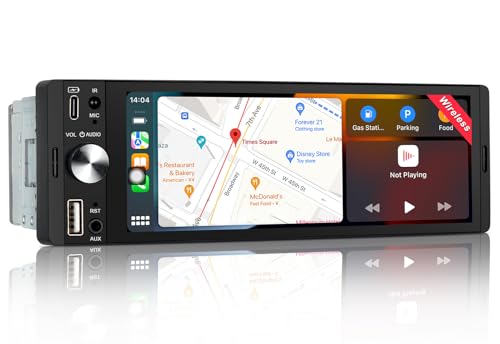 LEROAADZ 1 DIN Autoradio mit Bildschirm Kompatibel mit Wireless CarPlay & Android Auto, 6,28 Zoll 1Din Carplay Radio Touch Display mit Bluetooth, USB/Typ-C, FM RDS, Aux-Eingang, Mirror Link
