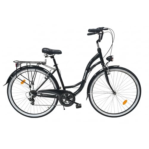 Fahrrad 28 Zoll - Bequemes Cityrad für Damen und Herren - mit 7-Gang Shimano Schaltung - Komfortabler Tiefeinsteiger für Stadt und Pendler - Dallas City - Schwarz