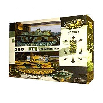 s-idee® 99823 2 x Battle Panzer 1:28 mit integriertem Infrarot Kampfsystem 2.4 Ghz RC R/C Ferngesteuerter Panzer, Tank, Kettenfahrzeug, IR Schussfunktion, Sound, Licht, Neu, 1:24, Schuss Sound