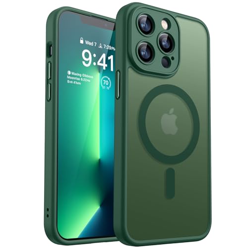 CANSHN für iPhone 13 Pro Max Hülle mit Kameraschutz, Dunkelgrün