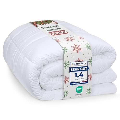 Utopia Bedding Bettdecke 200 x 200 cm, leichte Bettdecke mit Polyesterfüllung für 4 Jahreszeiten, Mikrofaser, für 2 Personen (weiß)