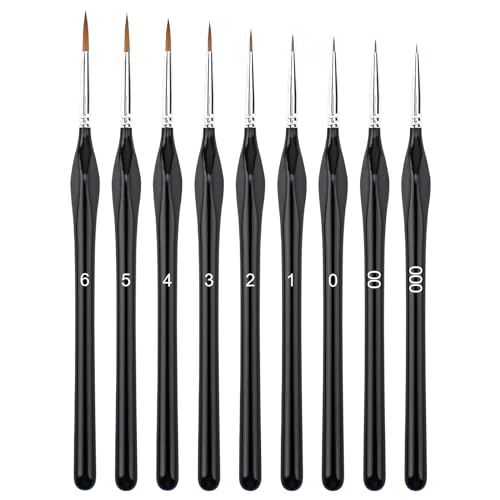 Annvchi Feine Pinsel Set,9 Acryl Pinselset Acrylfarben,Pinsel Fein,Malen Nach Zahlen Pinsel Verwendet für: Acryl-, Aquarell- und Ölgemälde,Malen Nach Zahlen,Detailmalerei