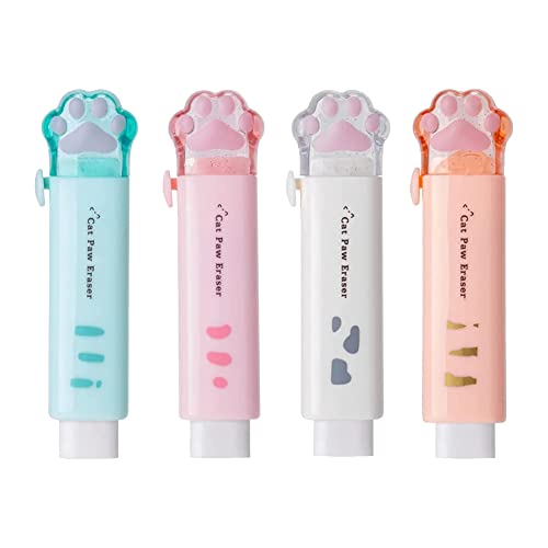 LIVASH 4 ST¨¹CKE Kawaii Push-Pull Design Katzenkralle Radiergummi Tragbarer Gummi Radiergummi Kinder Schule B¨¹Robedarf