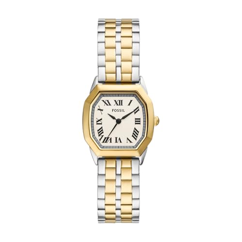 Fossil Harlow Damen-Uhr, Quarzwerk mit Edelstahl- oder Lederarmband Gold- und Silberton