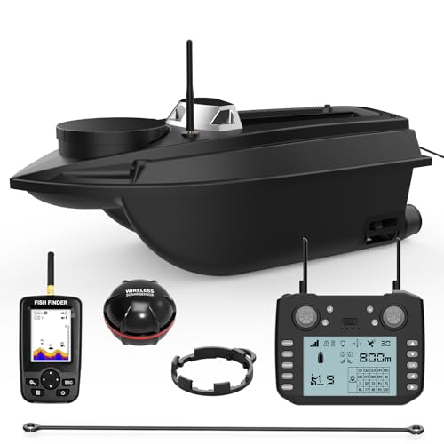 800m 20000mAh Futterboot mit GPS, 3,3 kg Tragkraft 9 Angelplätze 180 Positionierungspunkte RC Angelboot mit Doppelmotoren und EIN Knopf Hakenauslösung und Netzauswurf, V030 (Grundversion)