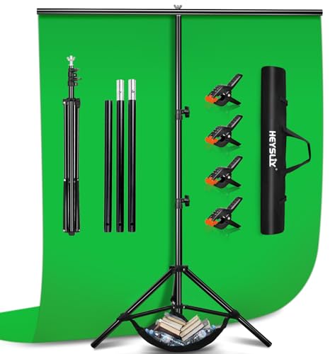 Greenscreen Hintergrund mit Ständer – 2 x 3 m Fotohintergrund Stoff mit Hintergrundständer für Fotografie, Fotostudio, Streaming, Chroma Key, Fotowand Ständer, Backdrop Photography Kit