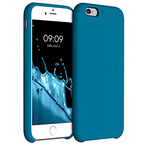 kwmobile Hülle kompatibel mit Apple iPhone 6 / 6S Hülle - Silikon Handy Case - Handyhülle weiche Oberfläche - kabelloses Laden - Karibikblau