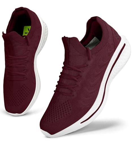 Giniros Turnschuhe Damen Laufschuhe Sportschuhe Running Tennis Walkingschuhe Straßenlaufschuhe Sneaker Fitness Jogging Leichte Atmungsaktiv rutschfeste Freizeitschuhe Outdoor Weinrot 38EU