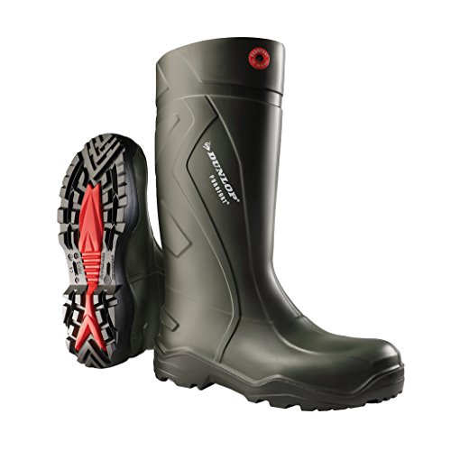 DUNLOP C762933 PUROFORT+ Full Safety S5 Unisex-Erwachsene Langschaft Gummistiefel, Dunkelgrün/Schwarz, 40 EU