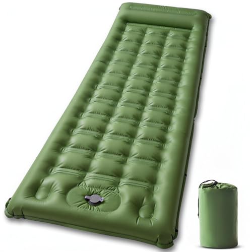 SWTMERRY Hochwertige Aufblasbare Isomatte – 12 cm verdickte Schlafmatte mit Fußpumpe & Kissen, wasserdicht leicht platzsparend Luftmatratze für Outdoor Camping, Wandern, Strand, Reise, Zelt