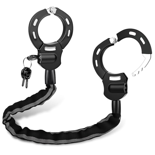 GuKKK E Scooter Schloss,Handschellenschloss mit Schlüssel, Fahrradschloss für E Scooter mit Gummi-Lock-Hülse, 92CM, 1.5KG, Hochsicherheitsschloss ideal für Scooter, Fahrrad & E-Bike, Motorrad