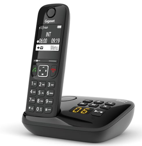Gigaset AS690A DECT-Telefon mit Anrufbeantworter, Kontrastdisplay, Schwarz
