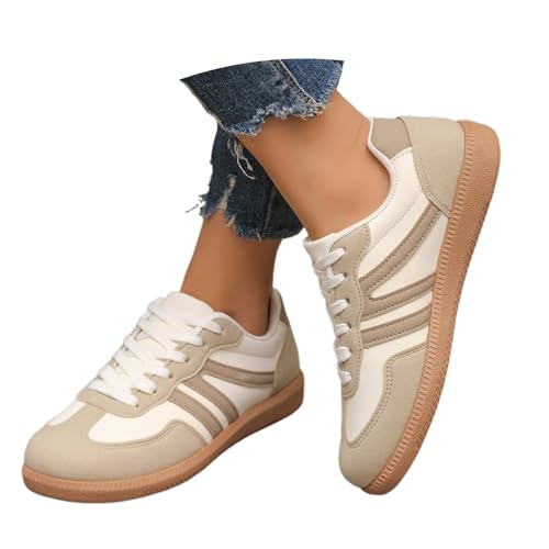 Sneaker Damen, Damen Klassische Retro Sneaker mit Gummisohle - Modische Leder - Freizeitschuhe für Tennis und Skateboarden, rutschfeste Turnschuhe Sportschuhe, 39
