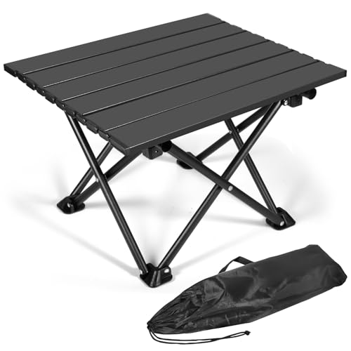 JUQG Klappbarer Campingtisch, Ultraleichter Tragbarer Campingtisch aus Karbonstahl mit Tragetasche für Outdoor-Aktivitätens, Wandern, Angeln, Picknick, Grillen, Reisen im Freien