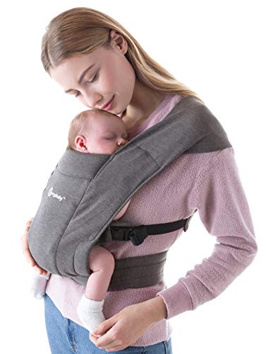 Ergobaby Babytrage für Neugeborene ab Geburt Extra Weich, Embrace Bauchtrage Baby-Tragetasche Ergonomisch, Heather Grey