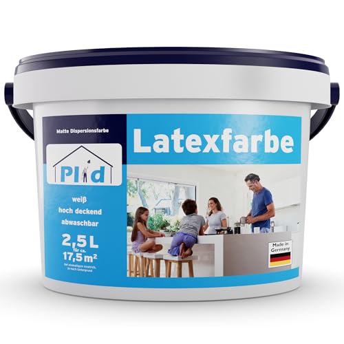 Plid Latexfarbe Weiß matt 2,5L – Abwaschbare Wandfarbe Weiß