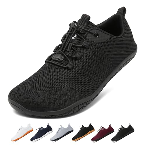 Geweo Barfußschuhe Herren Damen Sommer Bequeme Barefoot Shoes Schwarz 43EU