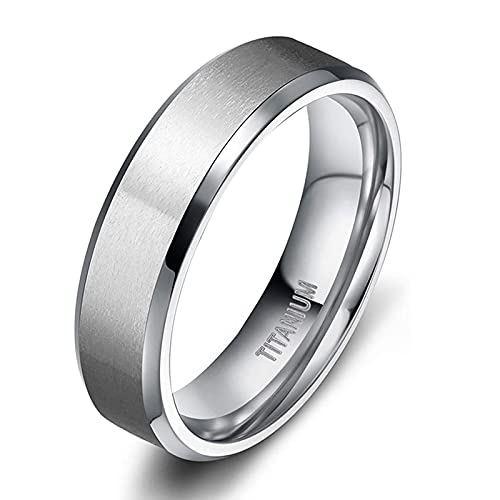 Zakk Damen Herren Ringe Titan Silber Matt Gebürstet Verlobungsring Partnerring Eheringe Trauringe 4mm 6mm 8mm 10 mm Breit (6mm,68 (21.6))