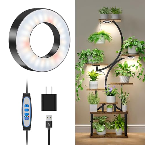 Wiaxulay Pflanzenlampe LED Vollspektrum, 48 LEDs Wachstumslampen für Pflanzen, 6500K Pflanzenlicht für Zimmerpflanzen, Kleine Grow Lampe mit 6/12/16 Stunden, 3 Beleuchtungsmodi, ein Kopf (3,5 Zoll)