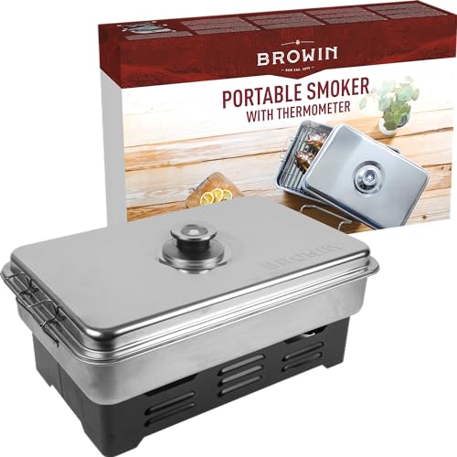 Browin 330001 TISCHRÄUCHEROFEN mit Thermometer Edelstahl OFEN RÄUCHEROFEN GRILLOFEN NEU, Silber