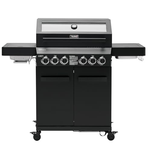 TAINO PLATINUM YAMARA DARK 4+2 Gasgrill Stahl 4 Brenner Keramik Sear-Burner Keramik Backburner Piezo-Zündung Grillrost Gusseisen