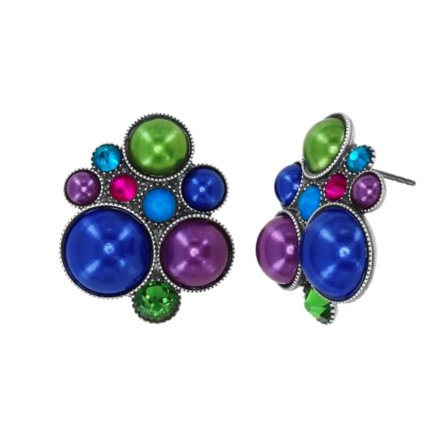 Konplott: Ohrstecker Bubble big, große Perlen-Kristall-Ohrstecker, für Damen/Frauen (multicolor)
