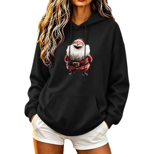 Ghkeu Weihnachts Hoodie Damen Weihnachtsmann Kapuzenpullover Mit Kordelzug