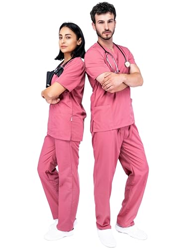 Unisex Medizinische Berufsbekleidung Set - Kasacks Damen Und Kasack Herren, Weiche Und Bequeme Passform, Berufsbekleidung Pflege Uniform, Kassak Set Pflege Modern, Atmungsaktives Gewebe