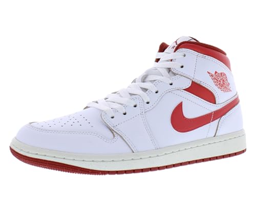Nike Air Jordan 1 Mid SE modische Herren-Sneaker, Weiß/Rot, Größe 40, White Lobster Dune Red Sail 160, 42 EU