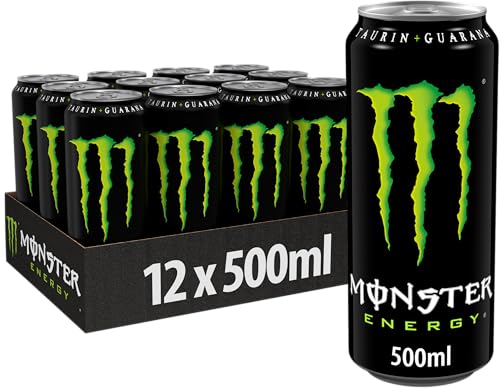 Monster Energy - koffeinhaltiger Energydrink mit klassischem Energy-Geschmack - in praktischen Einweg Dosen (12 x 500 ml)