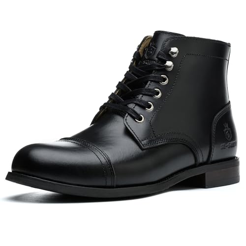 SL-Saint Handgemachte weiche Zehe Herren Klassische Stiefel Wasserdicht-Leder Kuhfell/Wolle Mode Winterschuhe (Schwarz Lederfutter, Erwachsene, Herren, 46, Numerisch, EU Schuhgrößensystem, M)